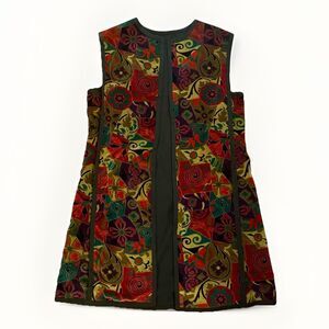 Vintage Handmade Womens Sleeveless Jacket Reversible Velour Hippie Size Medium